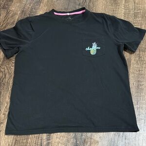 Chubbies Black Short Sleeve Tee with Striped Collar